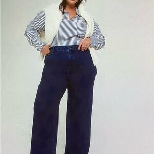 Lane Bryant Women's Jeans Denim High Rise Wide Leg Trouser Relaxed Cotton Sz 14